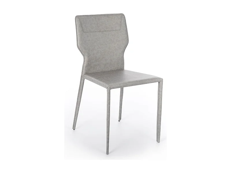 Conjunto de 2 sillas modernas "Quito" de piel sintética gris claro con patas de metal, 44 x 56 cm, 86,5 h.