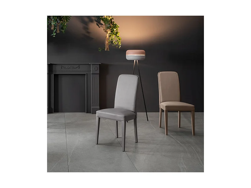 Set di 4 sedie imbottite da soggiorno "Gardenia" moderne in similpelle grigio chiaro cm 46x59 99h