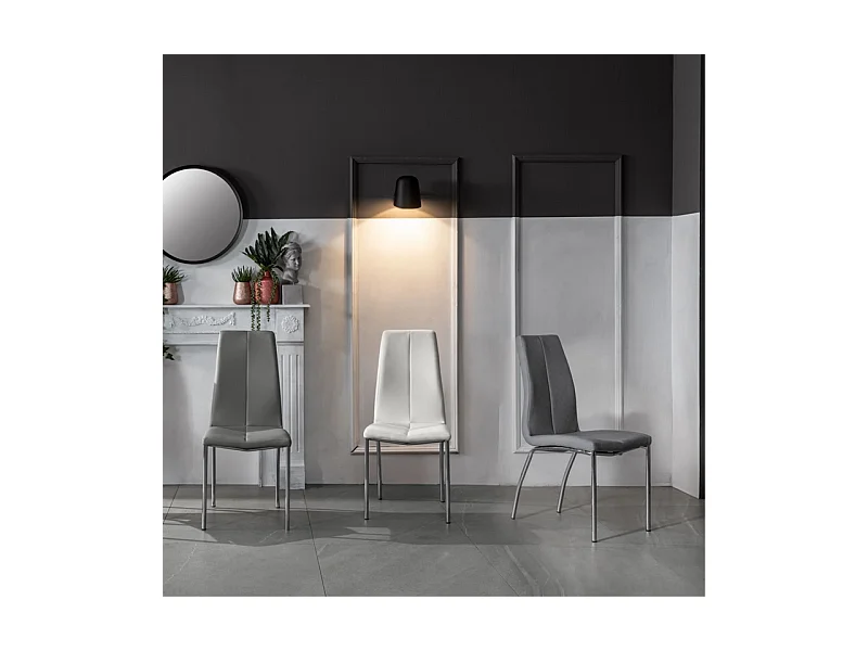 Set di 4 sedie imbottite in similpelle marrone "Pilea" moderne con gambe in metallo cm 44x43 92h