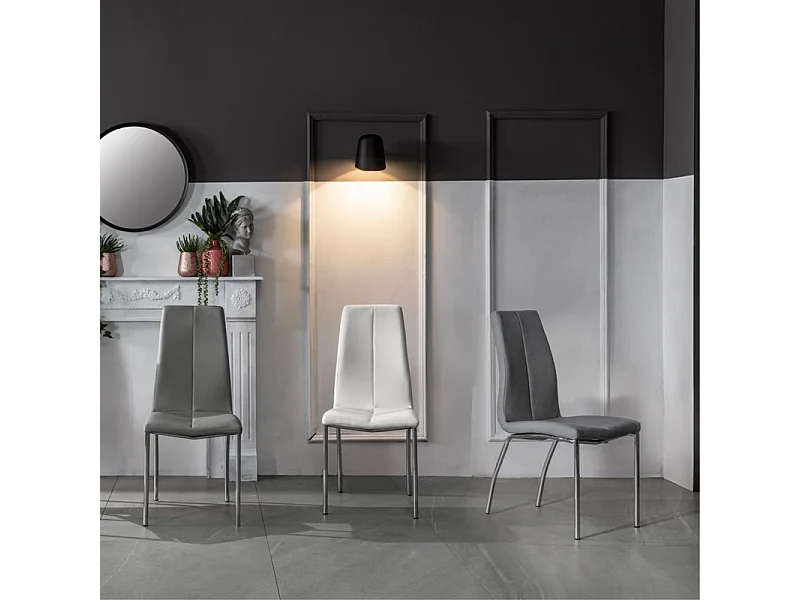 Set di 4 sedie imbottite in similpelle marrone "Pilea" moderne con gambe in metallo cm 44x43 92h