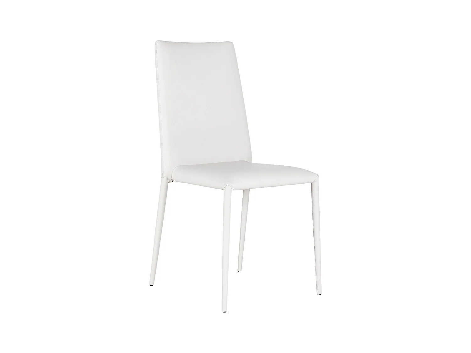 Lot de 4 chaises modernes empilables blanches "Lavande" rembourrées en simili cuir pour le salon, 42x40 cm, 96h
