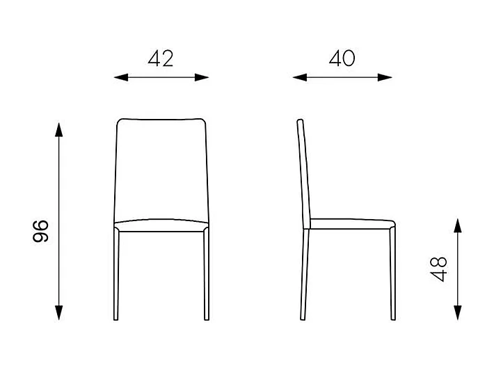 Lot de 4 chaises modernes empilables blanches "Lavande" rembourrées en simili cuir pour le salon, 42x40 cm, 96h