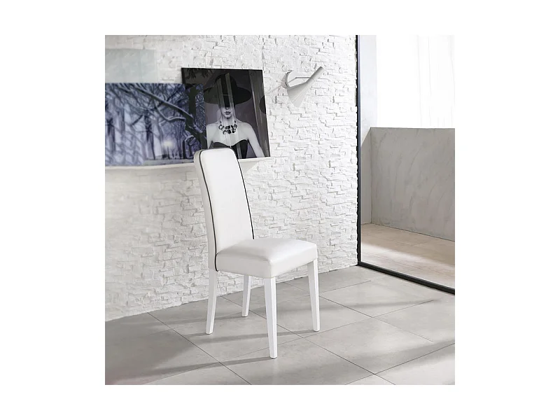 Set di 4 sedie imbottite da soggiorno bianche "Gardenia" moderne in similpelle cm 46x59 99h