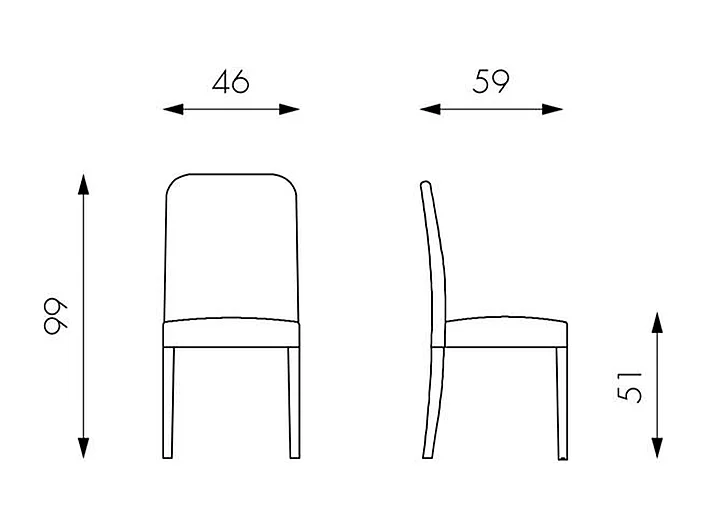 Set van 4 moderne witte "Gardenia" gestoffeerde woonkamerstoelen in kunstleer, 46x59 cm, 99h
