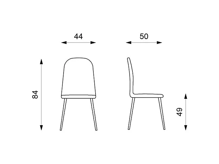 Set di 4 sedie imbottite tortora "Ginestra" moderni in similpelle cm 50x44 84h
