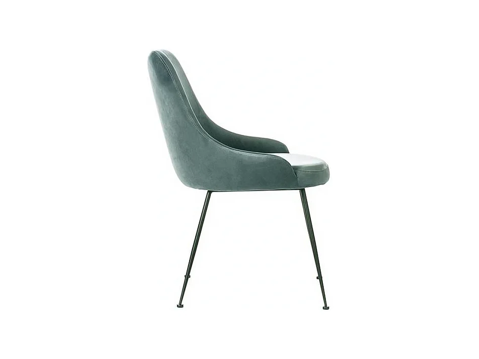 Sedia moderna imbottita "Alyssa" effetto velluto verde acqua cm 49,5x48,5 80h