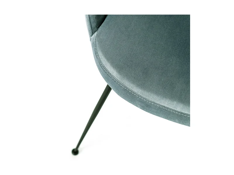 Sedia moderna imbottita "Alyssa" effetto velluto verde acqua cm 49,5x48,5 80h