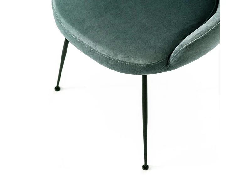 Sedia moderna imbottita "Alyssa" effetto velluto verde acqua cm 49,5x48,5 80h