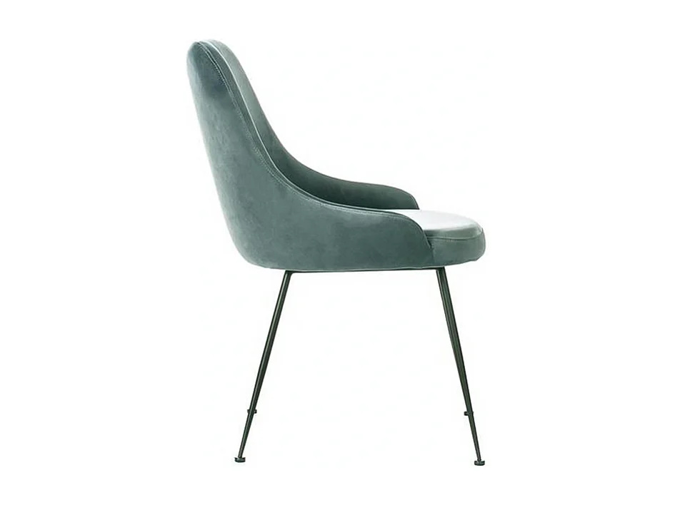 Sedia moderna imbottita "Alyssa" effetto velluto verde acqua cm 49,5x48,5 80h