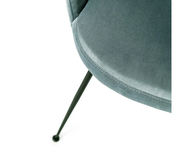 Sedia moderna imbottita "Alyssa" effetto velluto verde acqua cm 49,5x48,5 80h