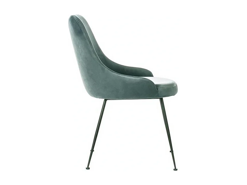 Sedia moderna imbottita "Alyssa" effetto velluto verde acqua cm 49,5x48,5 80h
