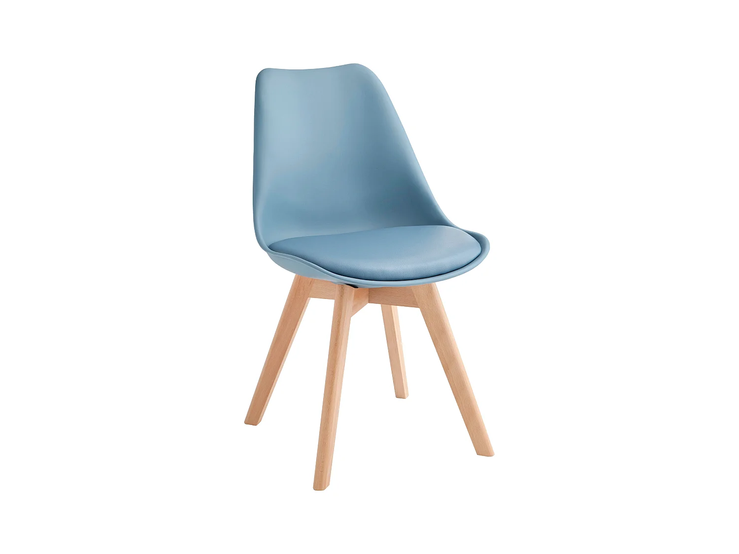 Lot de 2 chaises rembourrées en similicuir bleu "Stilezze", fauteuils avec pieds en bois, 52x48,5 cm, 82h
