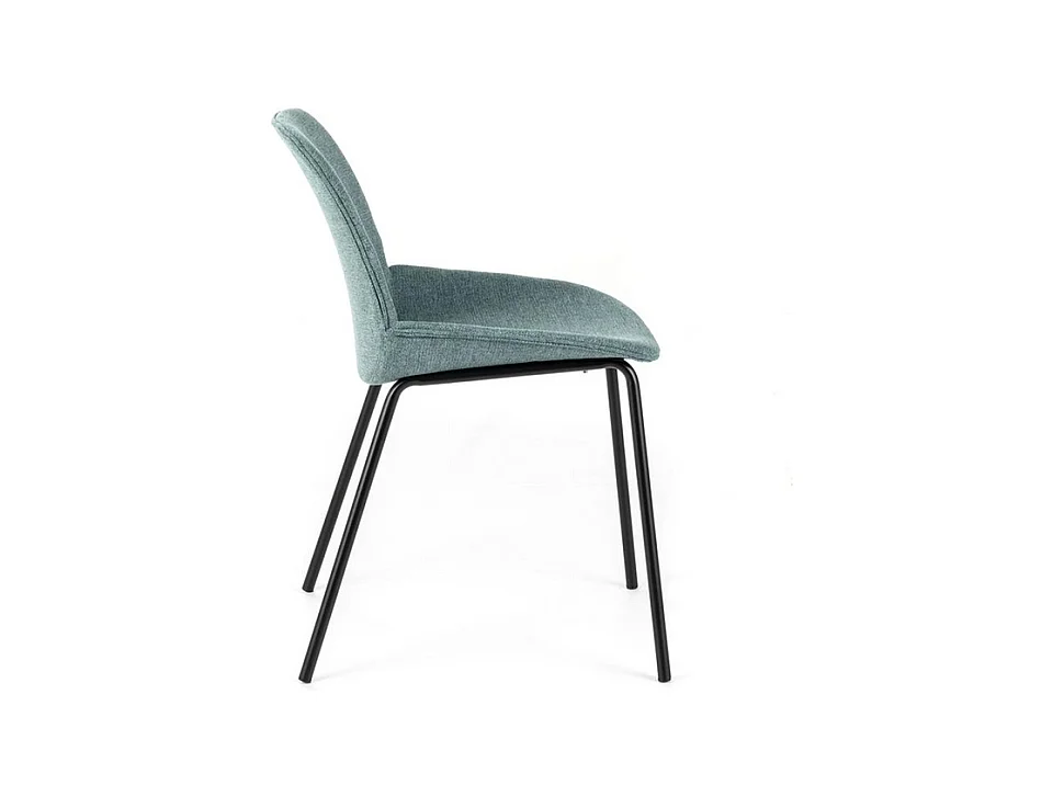 Set di 4 sedie da pranzo in tessuto acquamarina "Sami" con gambe in metallo verniciato eleganti moderne