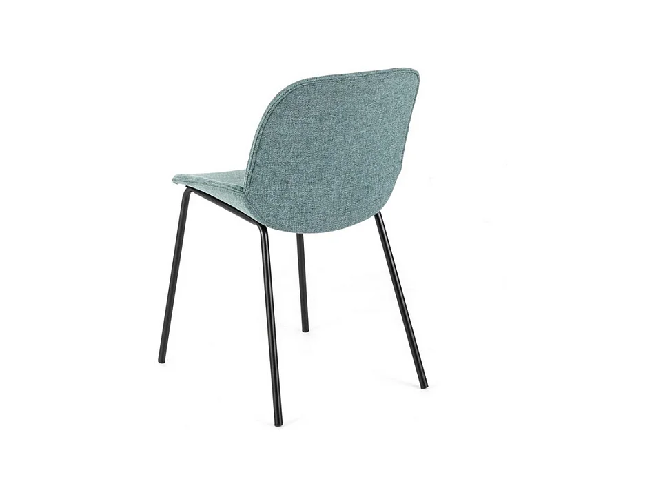 Set di 4 sedie da pranzo in tessuto acquamarina "Sami" con gambe in metallo verniciato eleganti moderne