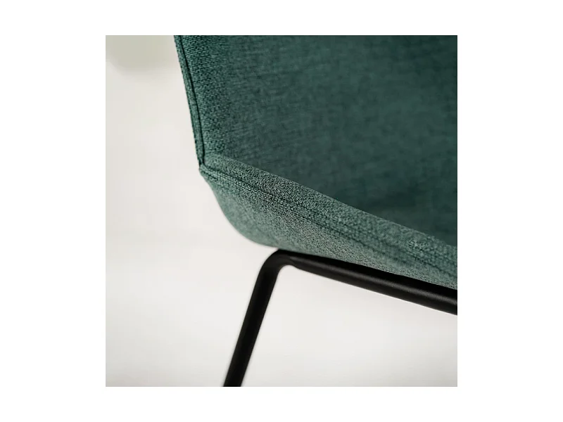 Set di 4 sedie da pranzo in tessuto acquamarina "Sami" con gambe in metallo verniciato eleganti moderne