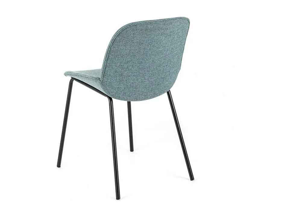 Set di 4 sedie da pranzo in tessuto acquamarina "Sami" con gambe in metallo verniciato eleganti moderne