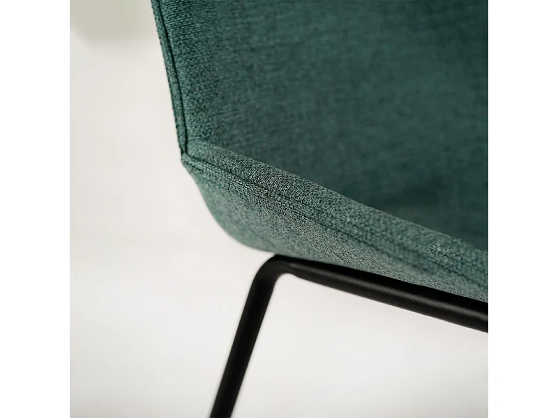 Set di 4 sedie da pranzo in tessuto acquamarina "Sami" con gambe in metallo verniciato eleganti moderne