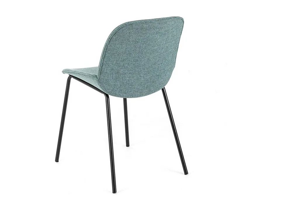 Set di 4 sedie da pranzo in tessuto acquamarina "Sami" con gambe in metallo verniciato eleganti moderne