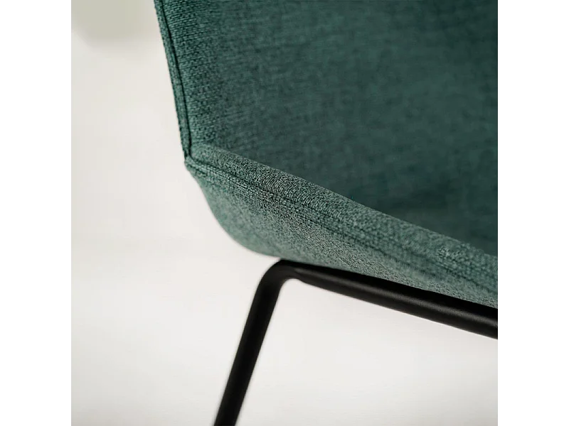 Set di 4 sedie da pranzo in tessuto acquamarina "Sami" con gambe in metallo verniciato eleganti moderne