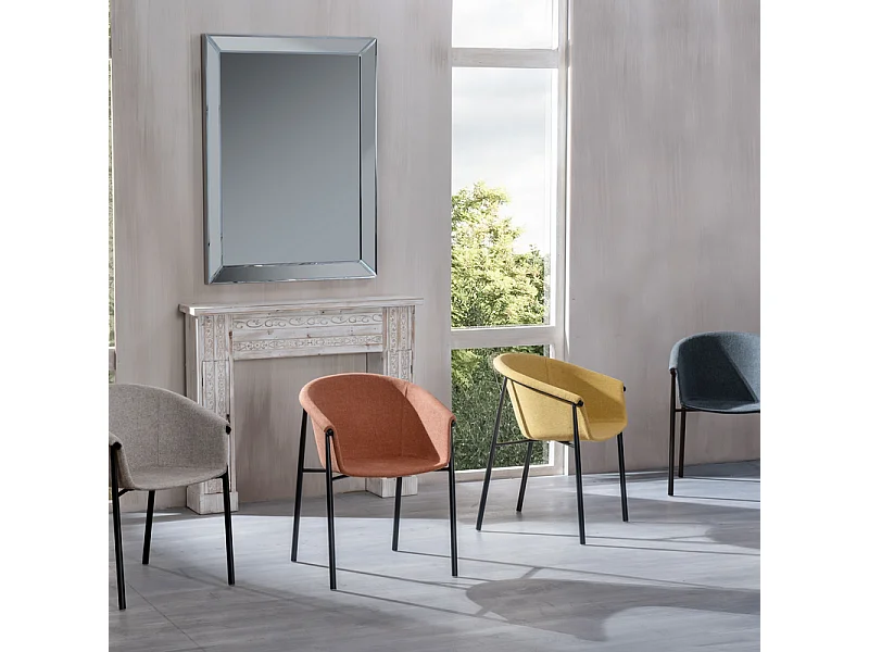 Set di 4 sedie moderne in tessuto grigio scuro "Orchidea" eleganti con struttura in metallo verniciato