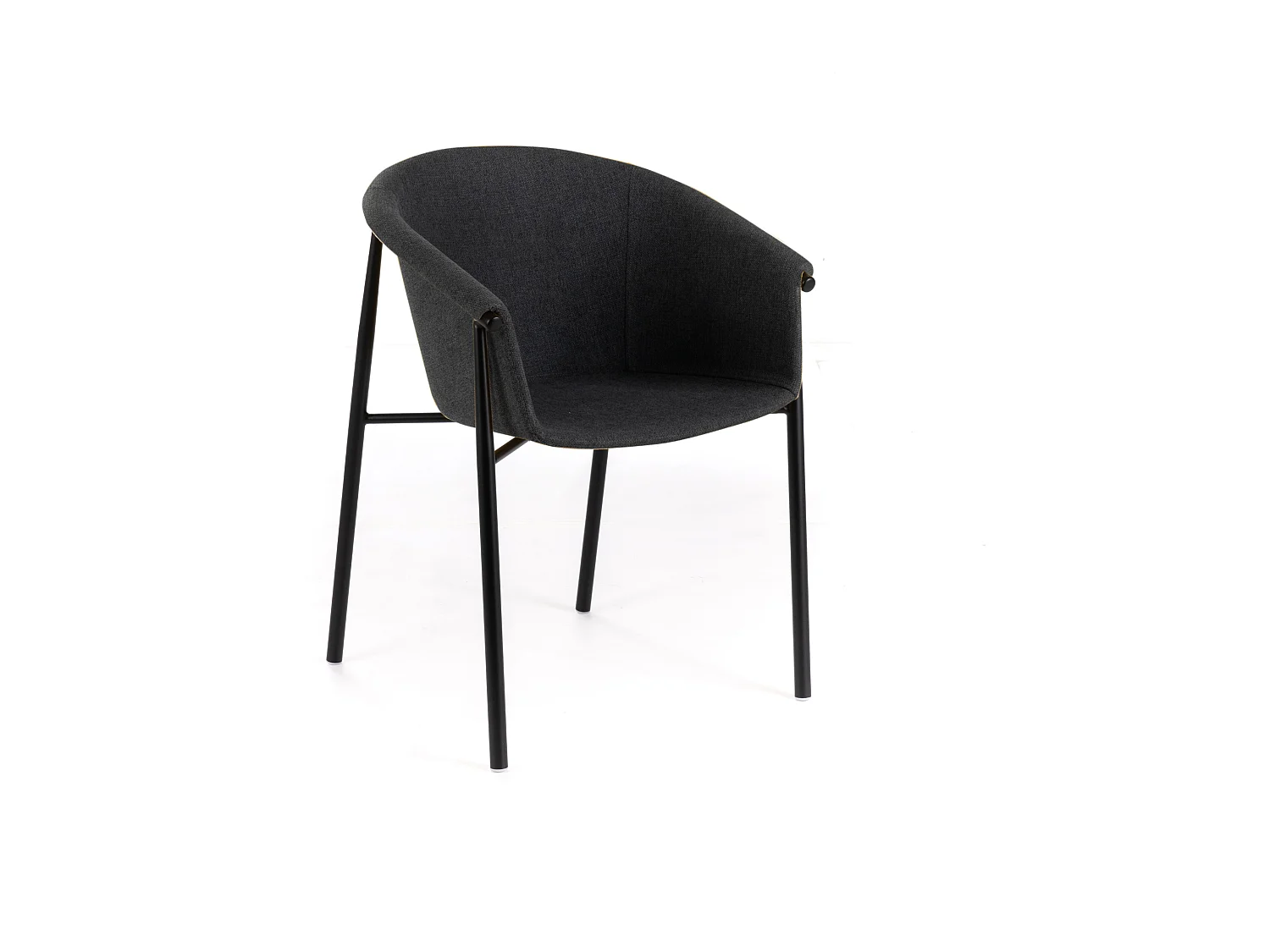 Set van 4 elegante moderne donkergrijze "Orchidea" stoffen stoelen met geverfd metalen frame