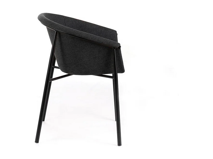 Set van 4 elegante moderne donkergrijze "Orchidea" stoffen stoelen met geverfd metalen frame