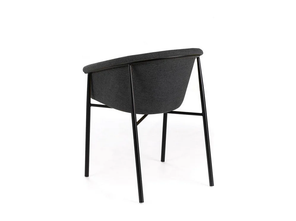 Set van 4 elegante moderne donkergrijze "Orchidea" stoffen stoelen met geverfd metalen frame