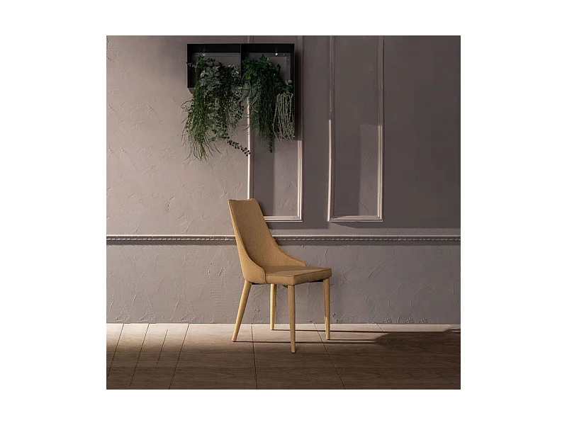 Lot de 4 chaises rembourrées jaunes « Edera », fauteuils modernes en tissu, 46x46 cm, 91h