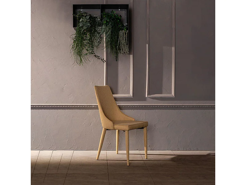 Set di 4 sedie imbottite gialle "Edera" poltrone moderne in tessuto cm 46x46 91h