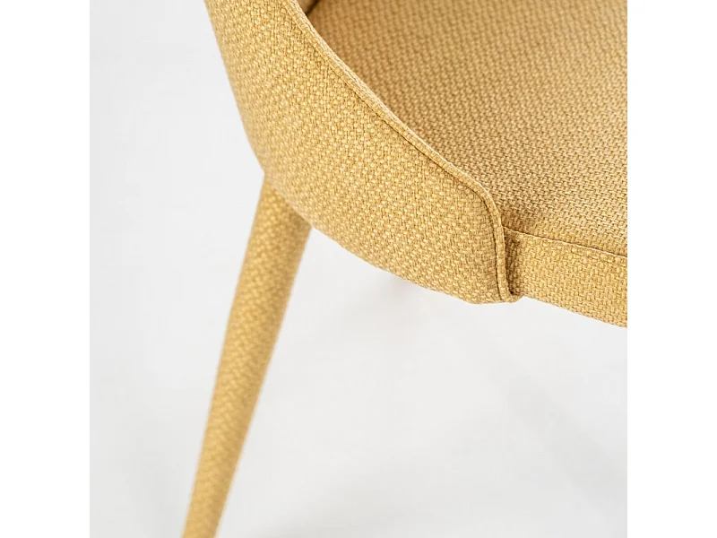 Set di 4 sedie imbottite gialle "Edera" poltrone moderne in tessuto cm 46x46 91h