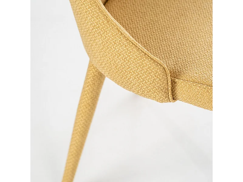 Komplet 4 żółtych krzeseł tapicerowanych "Edera", nowoczesne fotele materiałowe, 46x46 cm, 91h