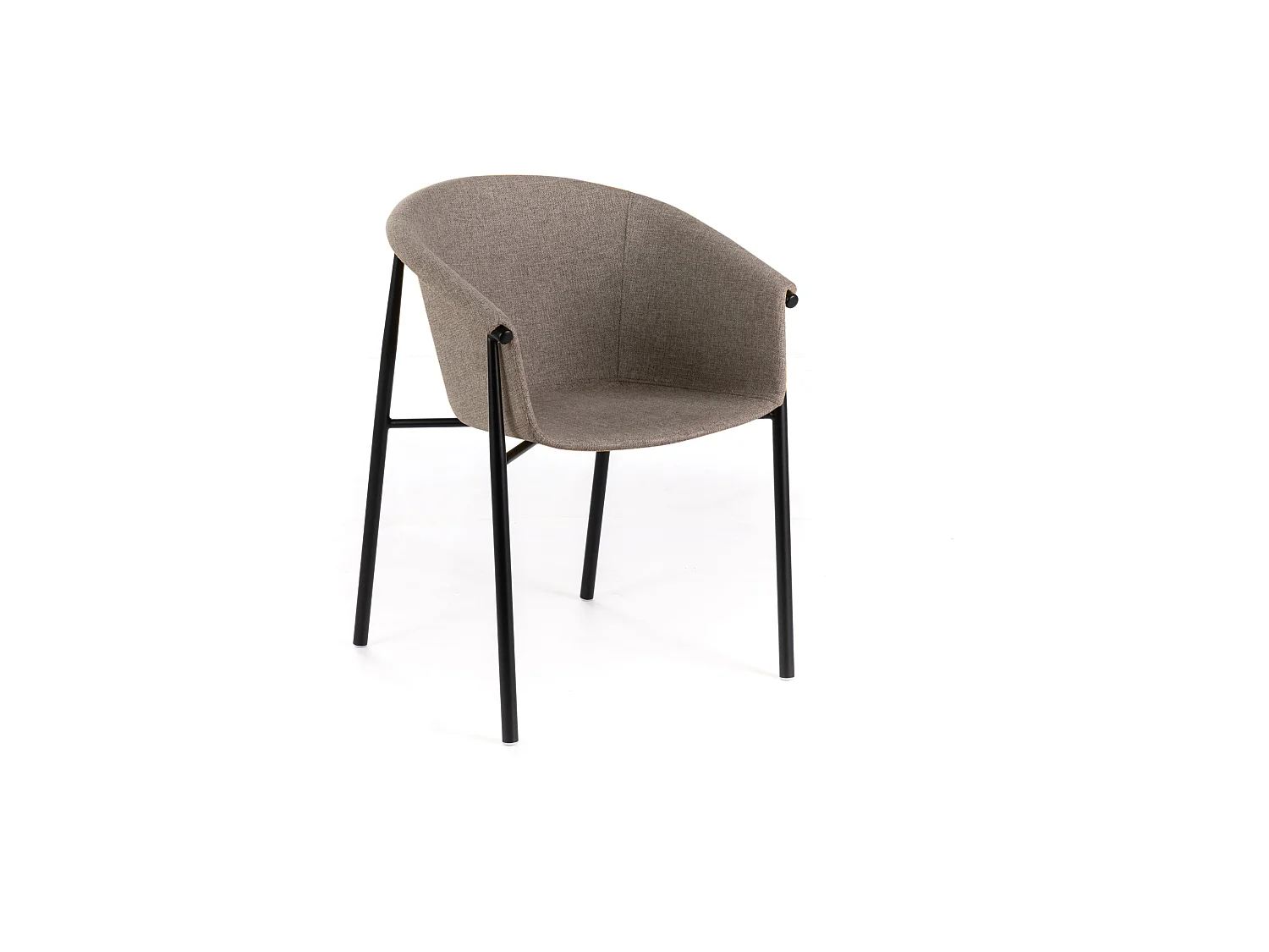 Ensemble de 4 chaises élégantes et modernes « Orchidée » en tissu gris tourterelle avec structure en métal peint