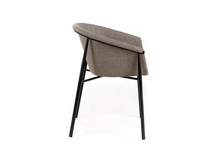 Ensemble de 4 chaises élégantes et modernes « Orchidée » en tissu gris tourterelle avec structure en métal peint