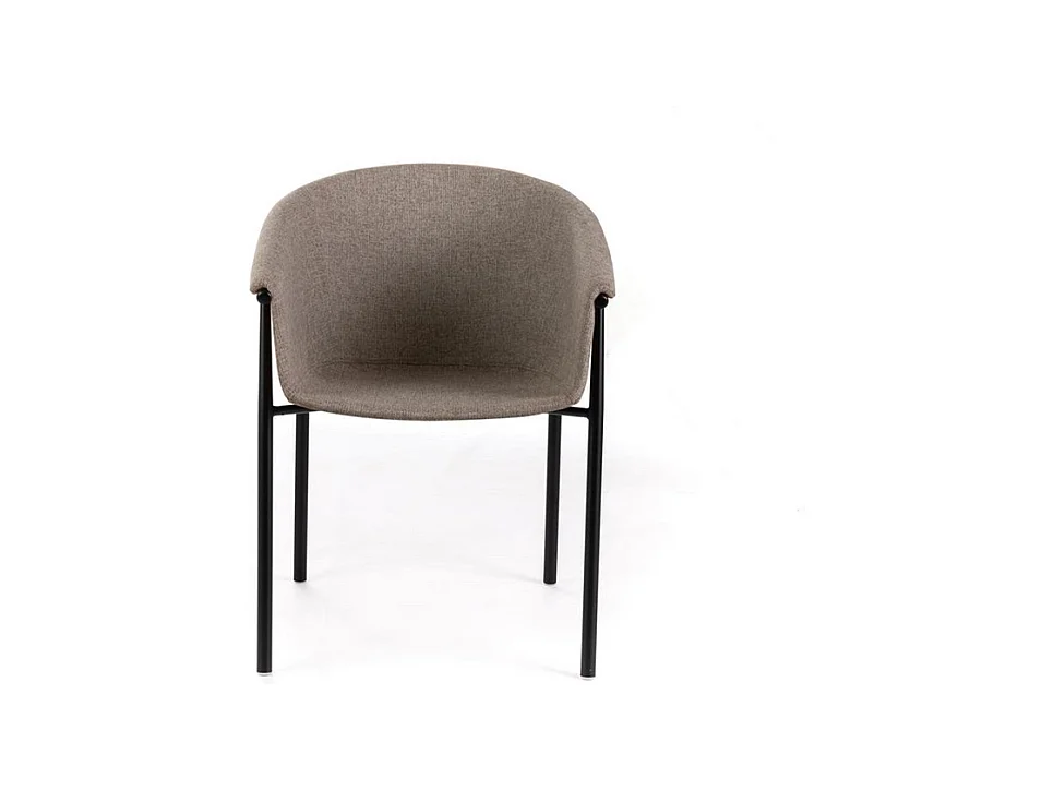 Ensemble de 4 chaises élégantes et modernes « Orchidée » en tissu gris tourterelle avec structure en métal peint