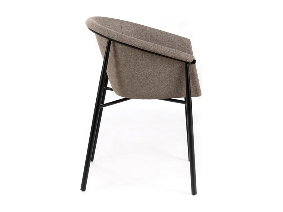 Set di 4 sedie moderne in tessuto tortora "Orchidea" eleganti con struttura in metallo verniciato