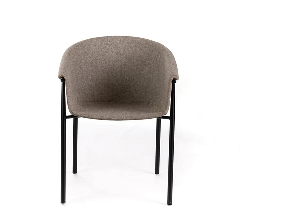 Set di 4 sedie moderne in tessuto tortora "Orchidea" eleganti con struttura in metallo verniciato