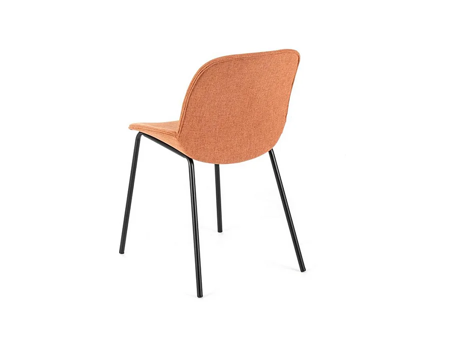 Set di 4 sedie da pranzo in tessuto ruggine "Sami" con gambe in metallo verniciato eleganti moderne