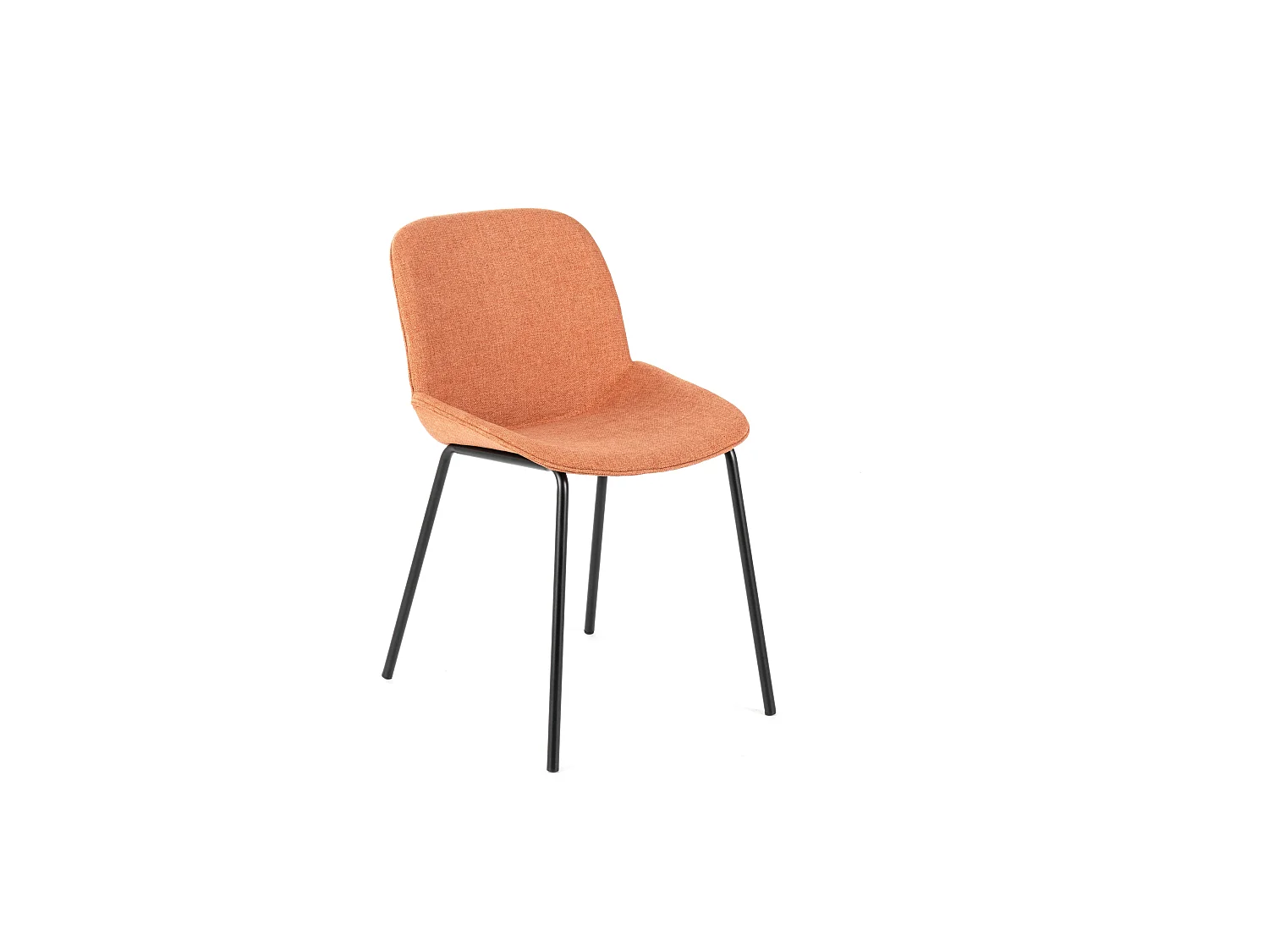 Ensemble de 4 chaises de salle à manger en tissu rouille « Sami » avec pieds élégants et modernes en métal peint