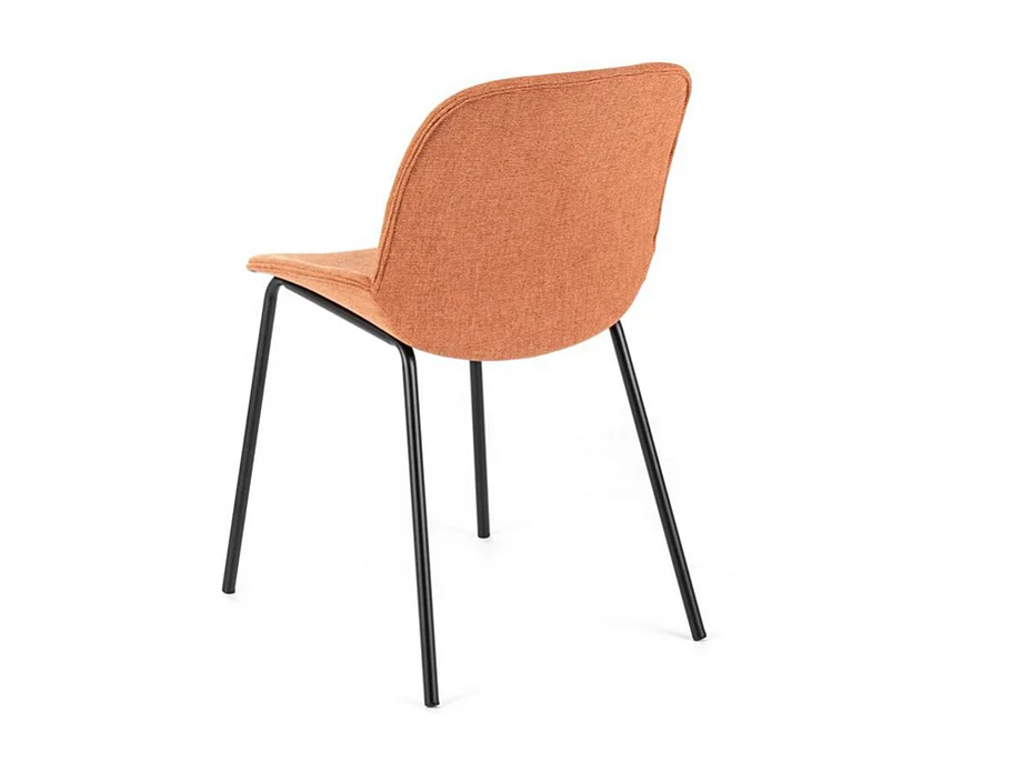 Set van 4 "Sami" roestkleurige stoffen eetkamerstoelen met elegante, modern geverfde metalen poten