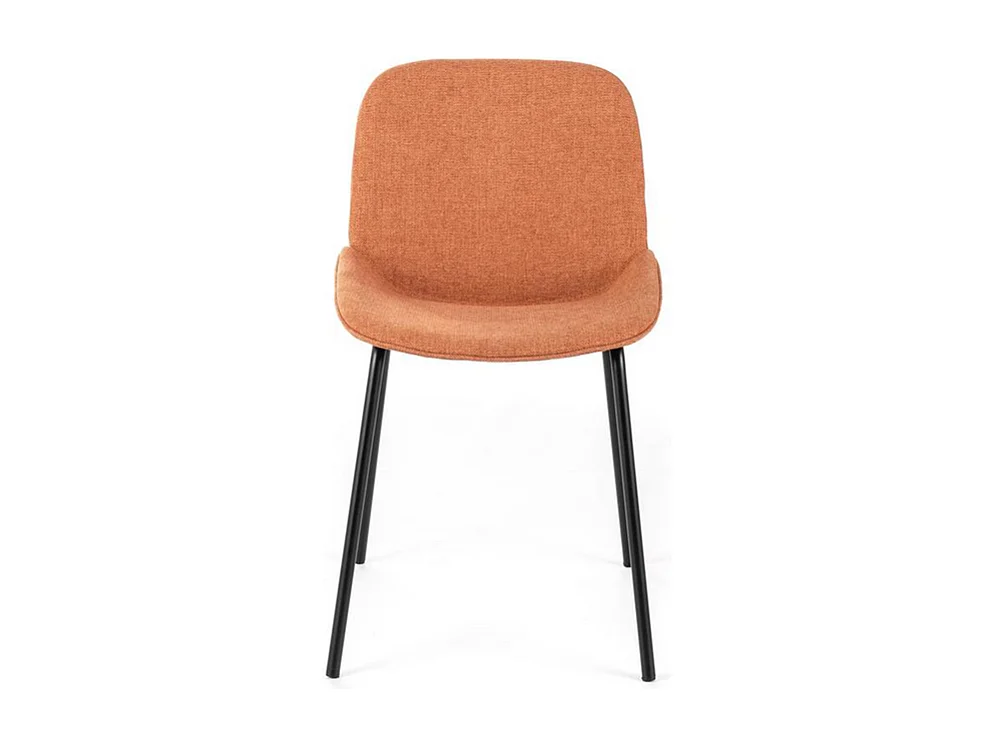 Set van 4 "Sami" roestkleurige stoffen eetkamerstoelen met elegante, modern geverfde metalen poten