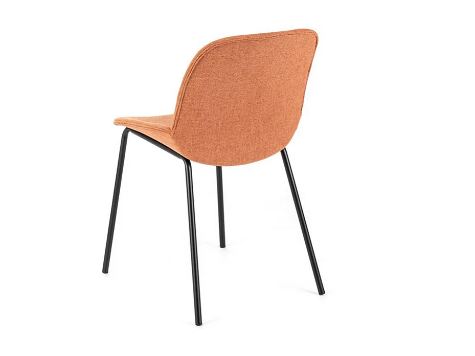 Set van 4 "Sami" roestkleurige stoffen eetkamerstoelen met elegante, modern geverfde metalen poten