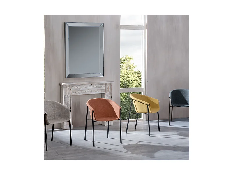 Ensemble de 4 chaises élégantes et modernes en tissu orange « Orchidée » avec structure en métal peint