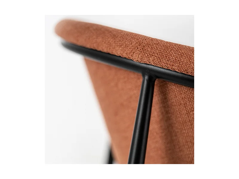 Ensemble de 4 chaises élégantes et modernes en tissu orange « Orchidée » avec structure en métal peint