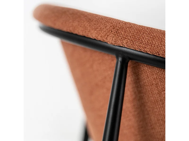 Set van 4 elegante moderne oranje stoffen stoelen "Orchidea" met geverfd metalen frame