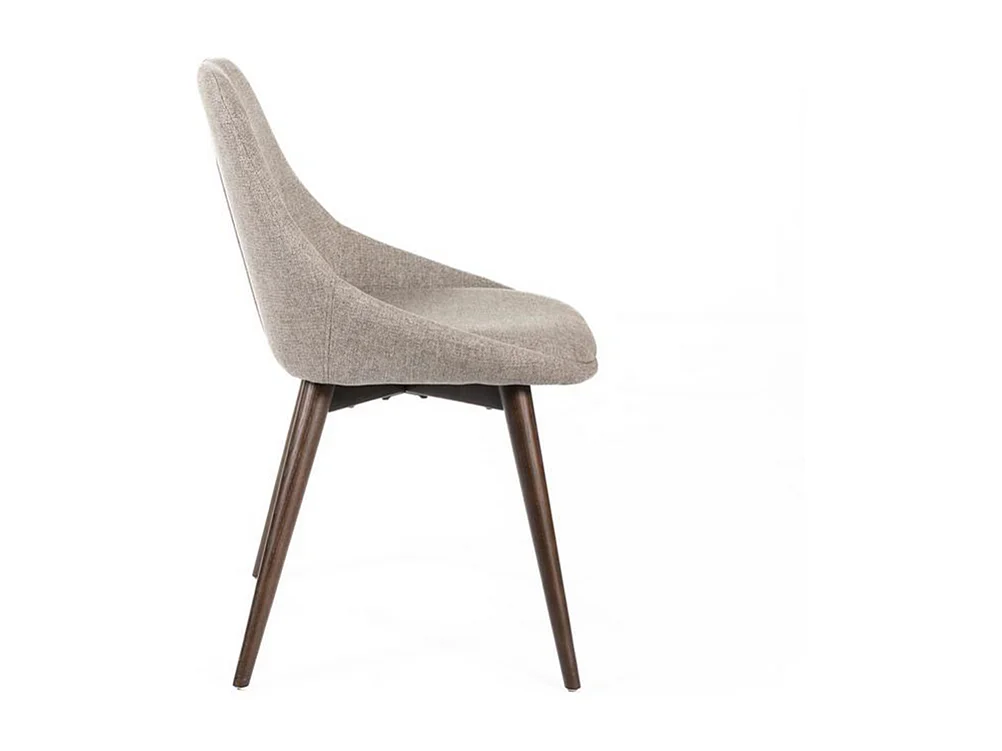 Set di 4 sedie moderne da pranzo in tessuto marrone chiaro "Zaira" struttura in legno cm 49x58 85h