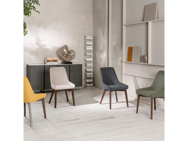 Set di 4 sedie imbottite verdi "Orchidea" da soggiorno moderne in tessuto cm 49,5x62 87h