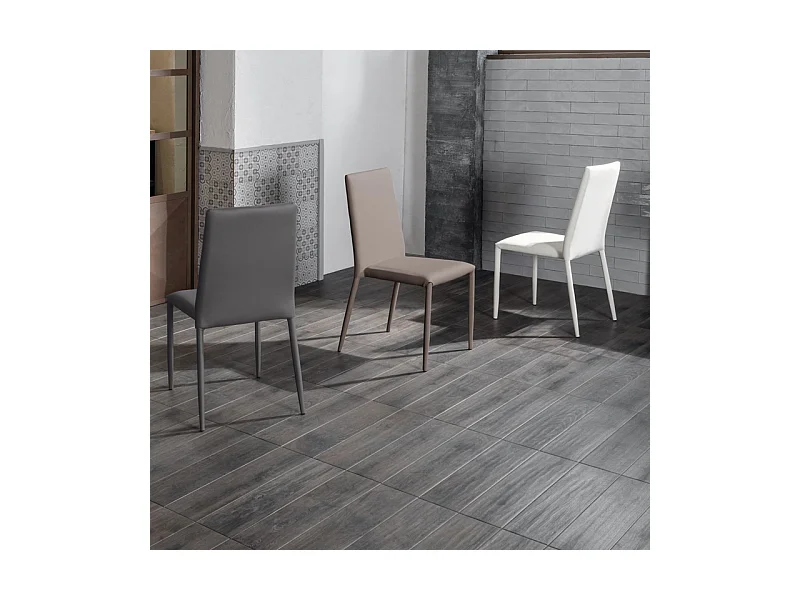 Set di 4 sedie imbottite tortora "Lavanda" moderne in similpelle da soggiorno impilabili cm 42x40 96h