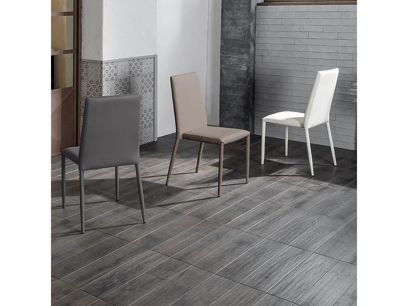 Set di 4 sedie imbottite tortora "Lavanda" moderne in similpelle da soggiorno impilabili cm 42x40 96h