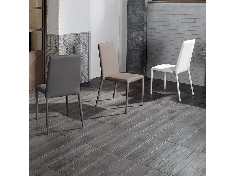 Set di 4 sedie imbottite tortora "Lavanda" moderne in similpelle da soggiorno impilabili cm 42x40 96h