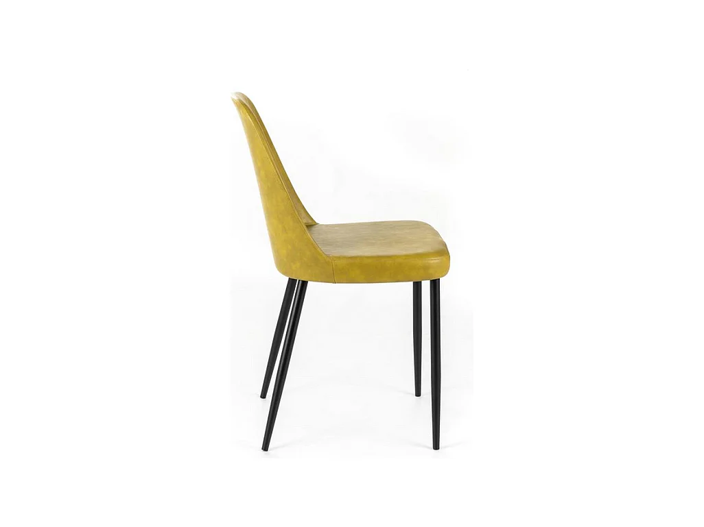 Set di 4 sedie moderne da pranzo senape "Damasco" imbottite in similpelle soft touch